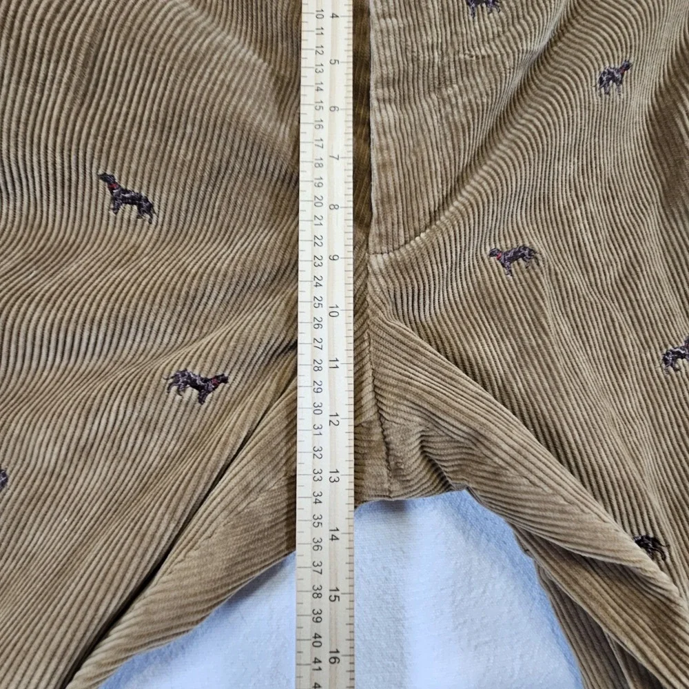 Brooks Brother Mens 42 32‎  Dog Corduroy Pants Hudson Brown Embroidered Tan